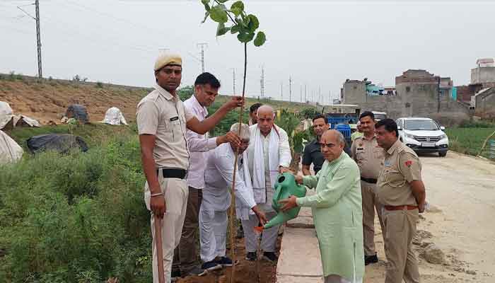 कैबिनेट मंत्री मूलचंद शर्मा ने किया अपने पैतृक गांव सदपुरा में पौधारोपण