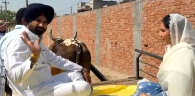 महंगाई के विरोध में बैलगाड़ी पर वोट डालने पहुंचे राजा वड़िंग